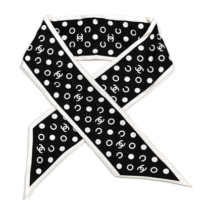 Chanel Silk CC Twilly Hair Tie Black White 2 of 6