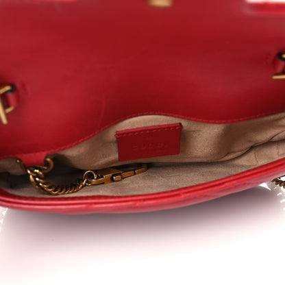 Gucci Calfskin Matelasse Super Mini GG Marmont Shoulder Bag Hibiscus Red 5 of 9