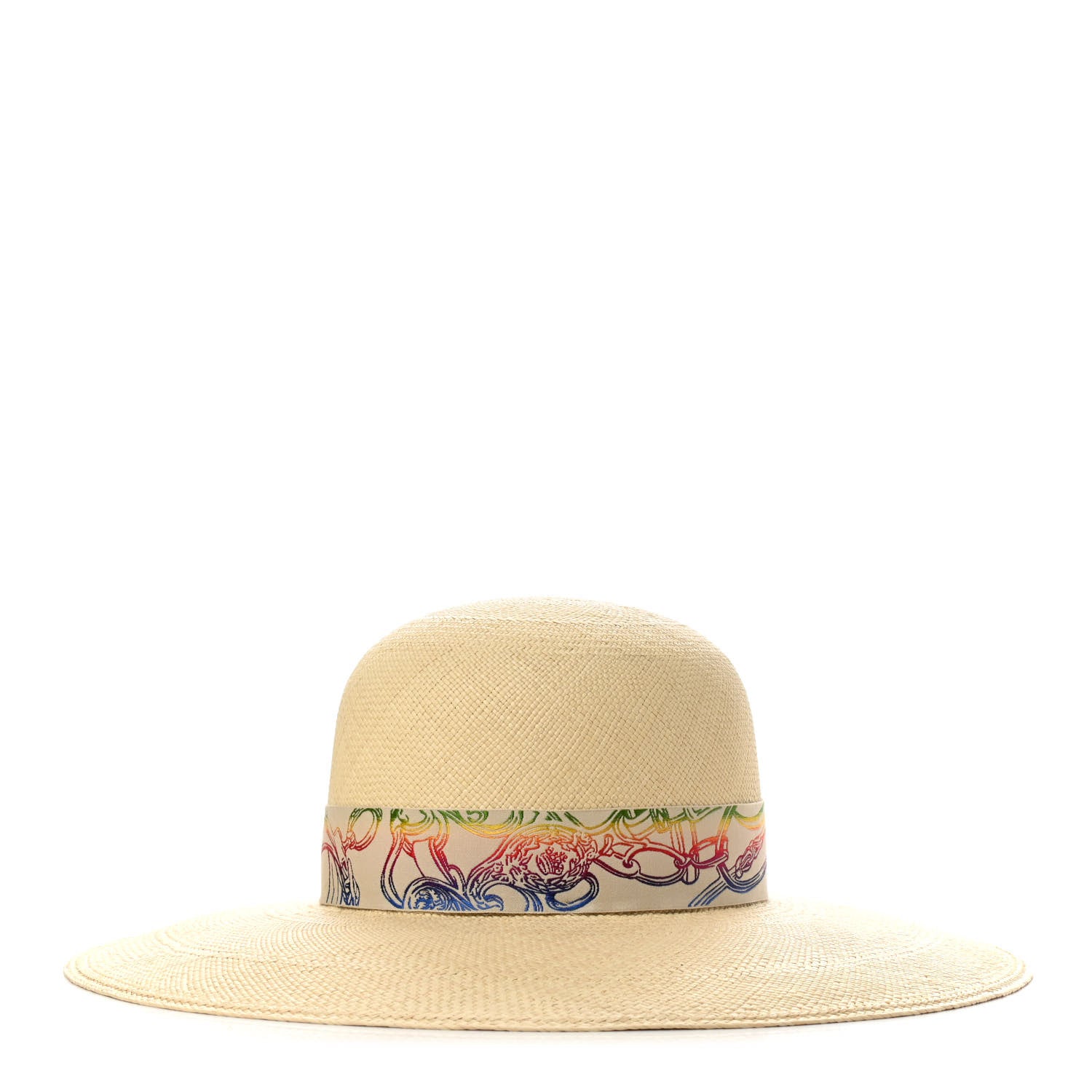 Hermes Panama Straw Brisa Brides De Gala Hat 56 Naturel Multicolore 3 of 9