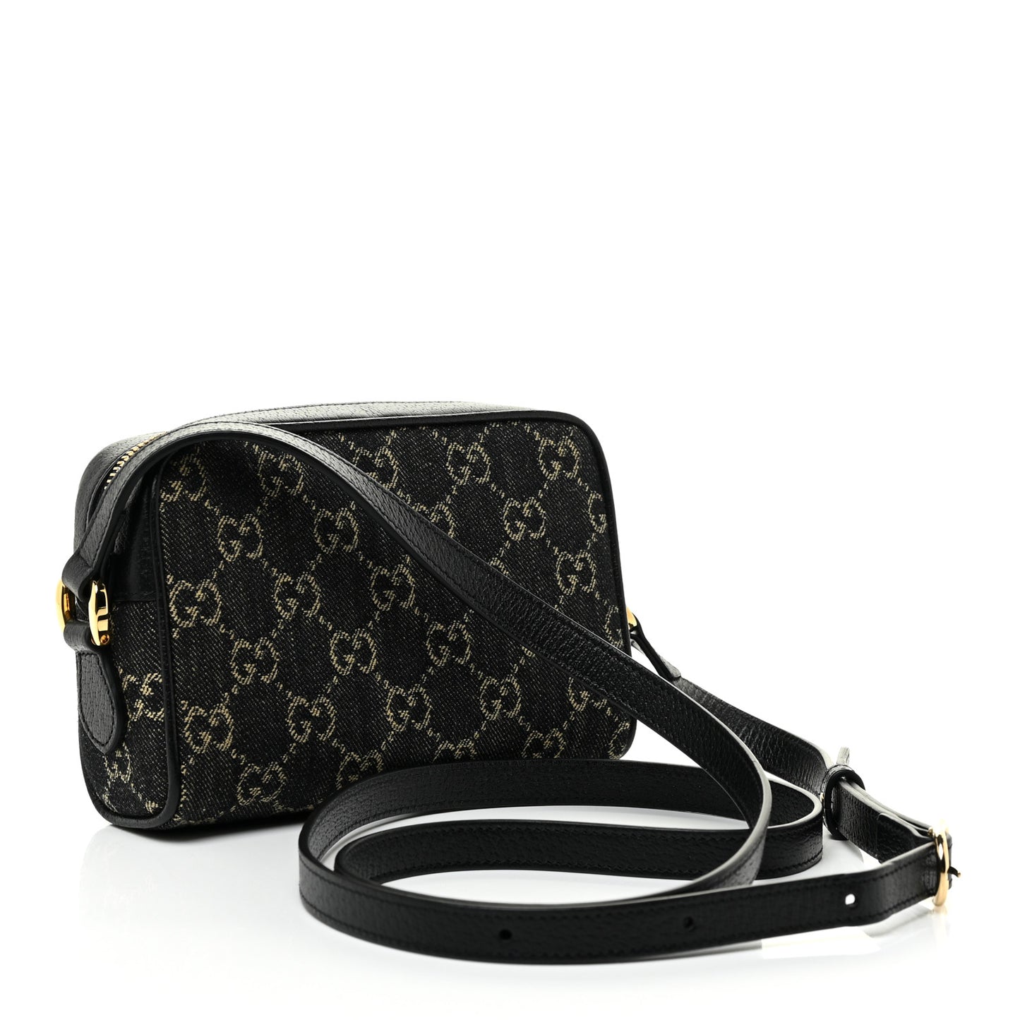 Jacquard Black Denim GG Monogram Mini Ophidia Shoulder Bag Black Ivory
