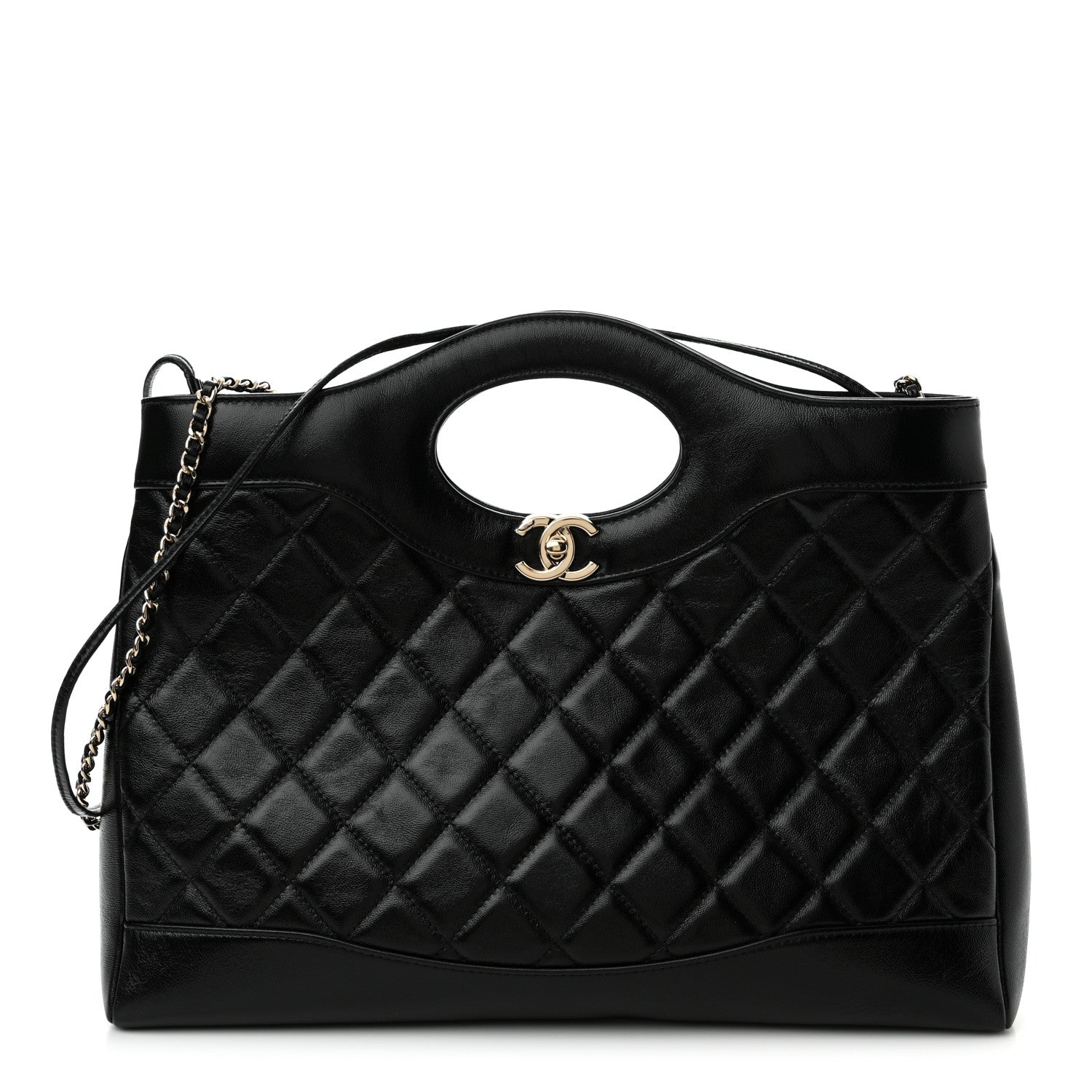 Chanel Shiny Lambskin Quilted 31 Shopping Bag Black 1 of 10