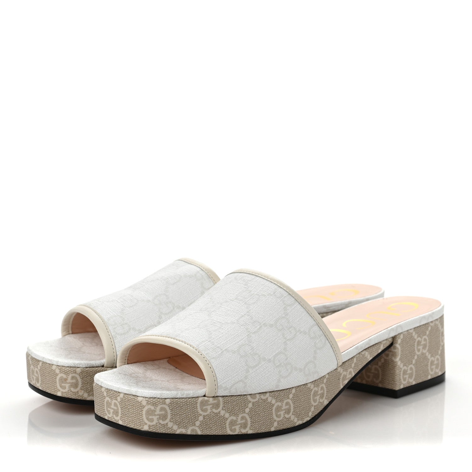 Gucci GG Supreme Monogram Malaga Kid Platform Mule Sandals 39 White Mystic White 3 of 9