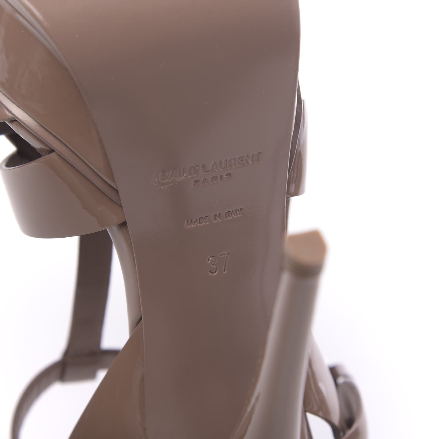 Saint Laurent Patent Tribute 105 Platform Sandals 37 Taupe 7 of 8