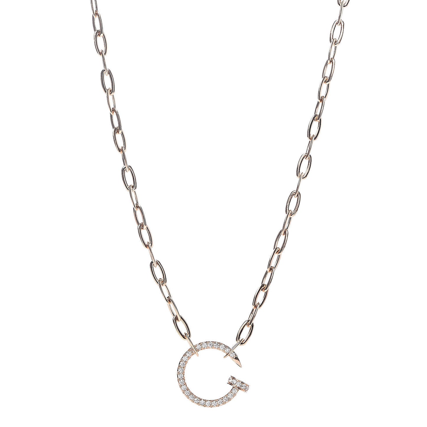 18K Pink Gold Diamond Juste Un Clou Chain Necklace