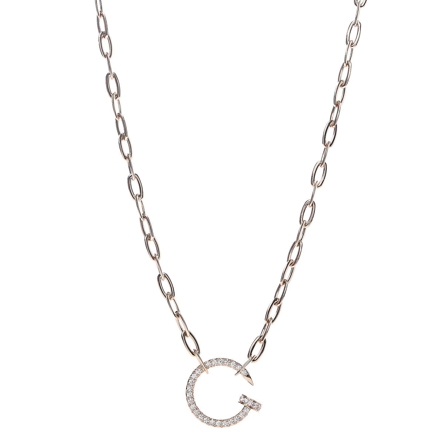 Cartier 18K Pink Gold Diamond Juste Un Clou Chain Necklace 1 of 6