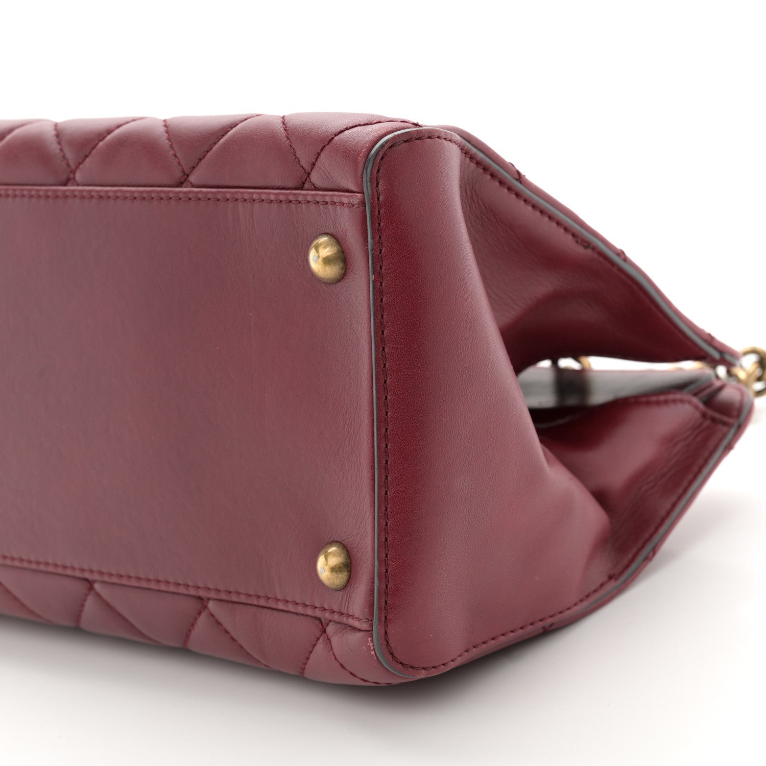Chanel Calfskin Quilted Small Perfect Edge Tote Burgundy 10 of 14