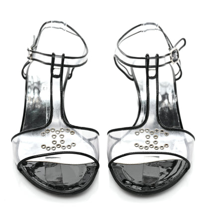 Chanel PVC Patent CC Wedge Sandals 39 Silver Black 2 of 8