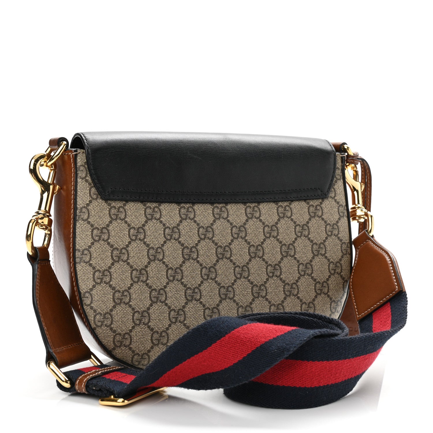 Gucci GG Supreme Monogram Web Medium Padlock Messenger Shoulder Bag Black 3 of 12
