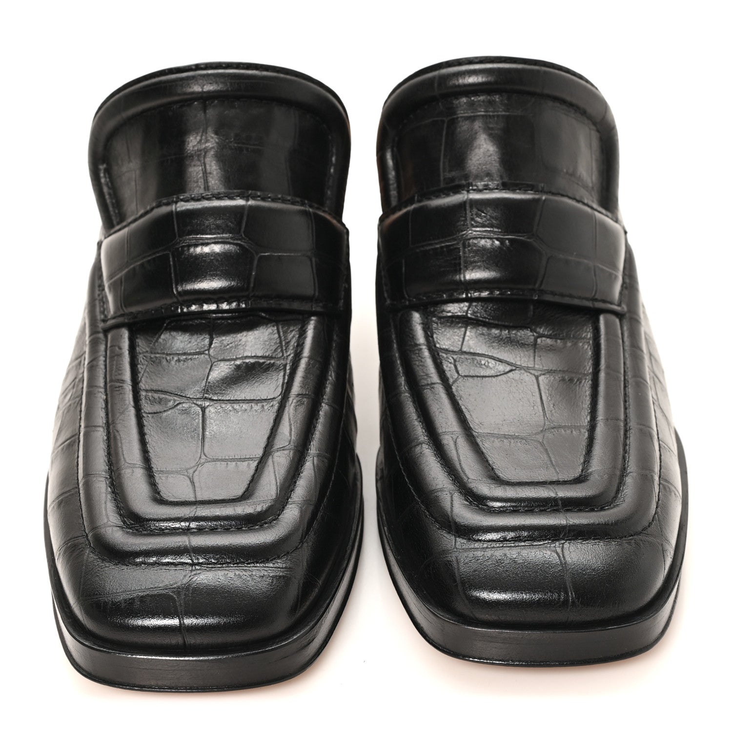 Bottega Veneta Calfskin Alligator Embossed Mules 39 Black 3 of 9
