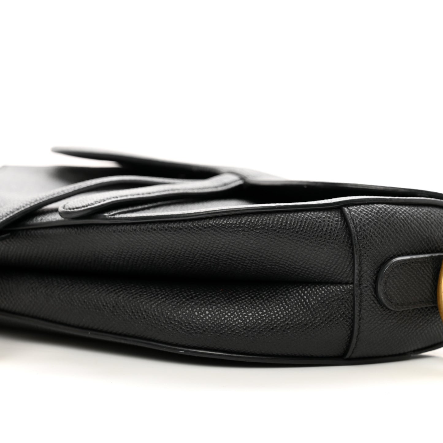 Grained Calfskin Saddle Bag Black