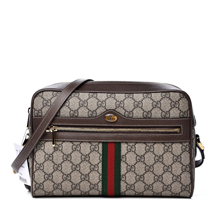 Gucci GG Supreme Monogram Web Small Ophidia Shoulder Bag Brown 1 of 9