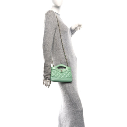 Chanel Shiny Lambskin Quilted Nano 31 Shopping Bag Green 2 of 10