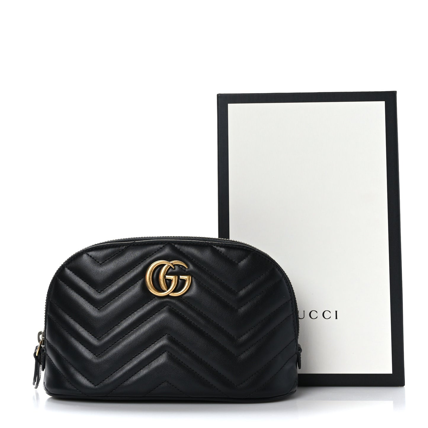 Calfskin Matelasse Large GG Marmont Pouch Cosmetic Case Black