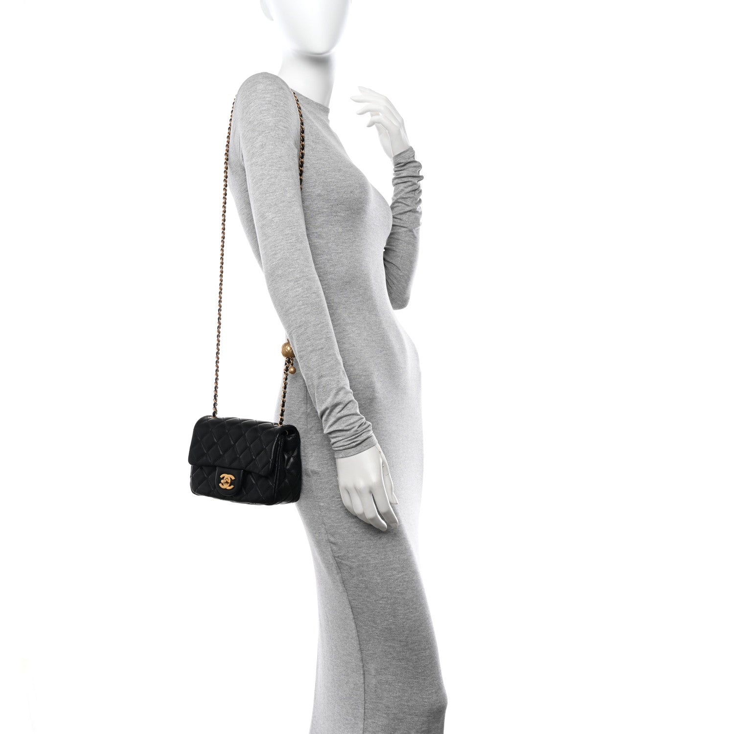 Chanel Lambskin Quilted Mini Pearl Crush Flap Black 2 of 10
