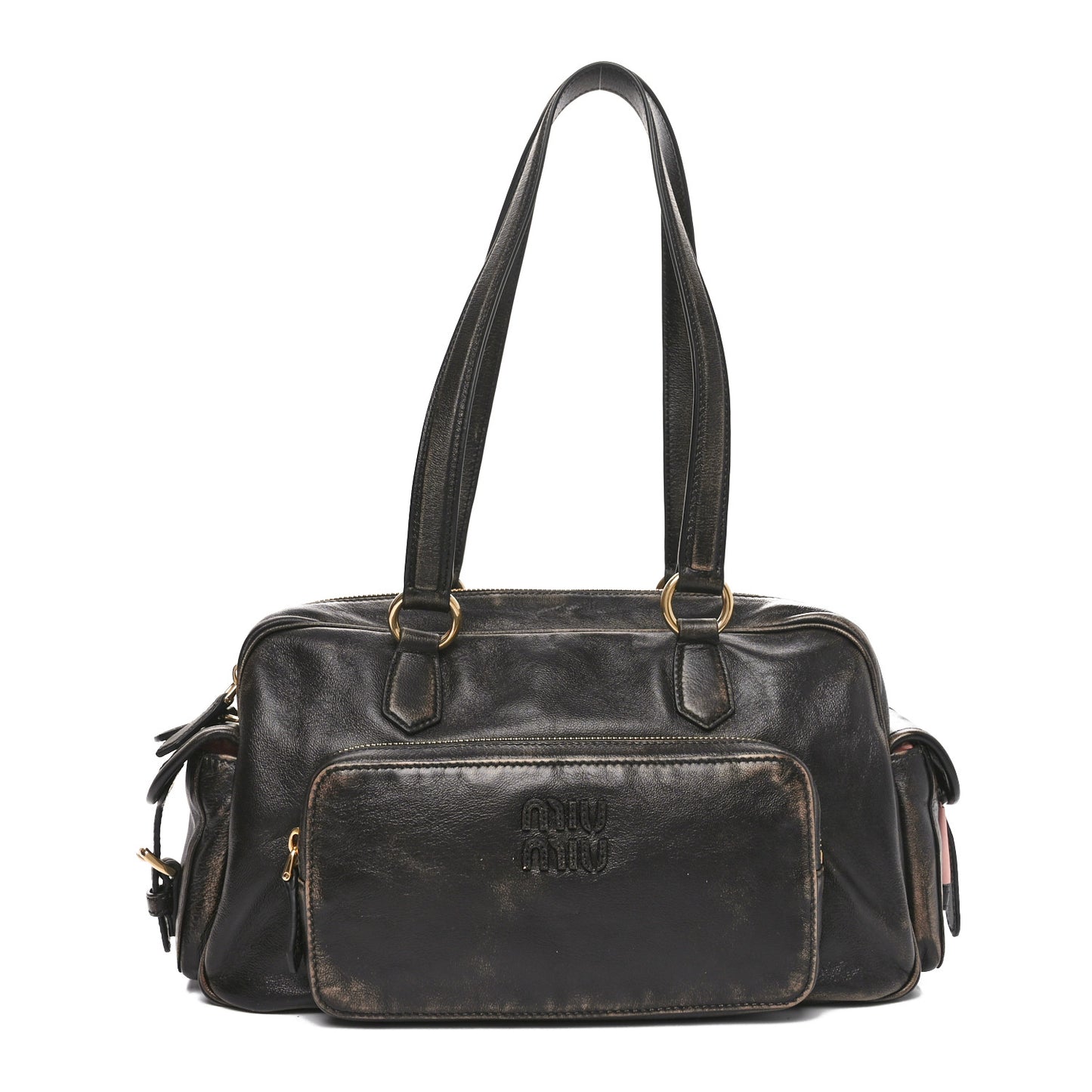 Distressed Nappa Shoulder Bag Sand Coffee