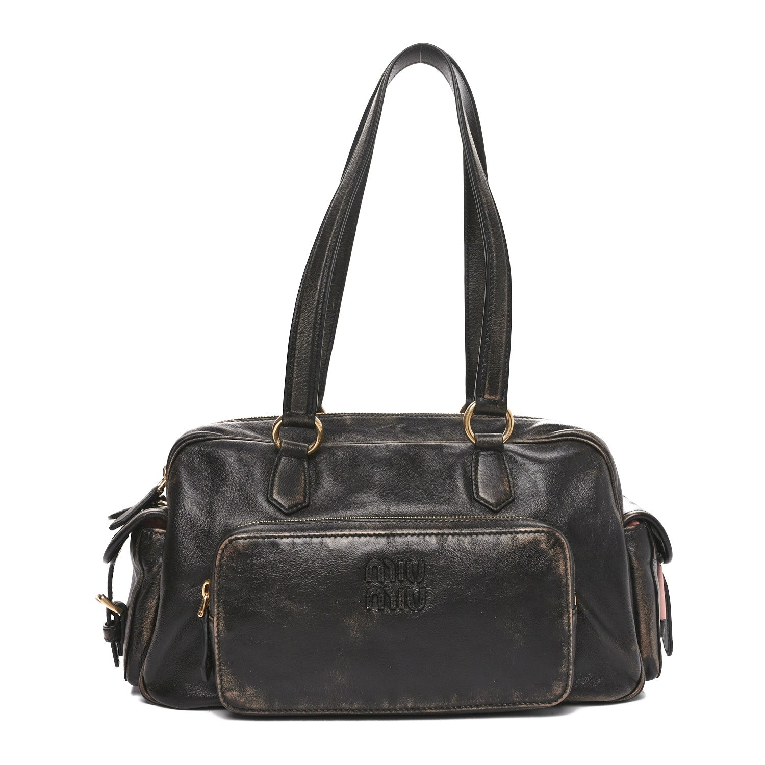 Miu Miu Distressed Nappa Shoulder Bag Sand Coffee 1 of 9
