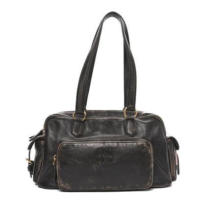Miu Miu Distressed Nappa Shoulder Bag Sand Coffee 1 of 9
