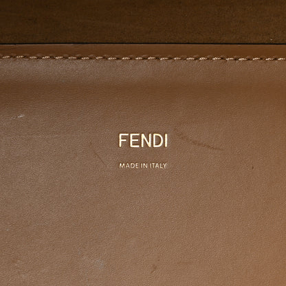 Fendi Glazed Fabric Plexiglass FF Logo Bikini Girls Medium Fendi Sunshine Shopper Tote Bianco Perla Multicolor Miele Scuro 6 of 9