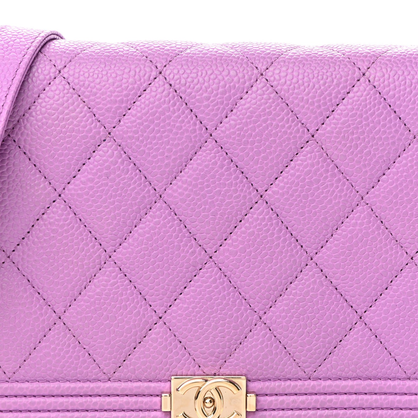 Caviar Quilted Boy Wallet On Chain WOC Purple