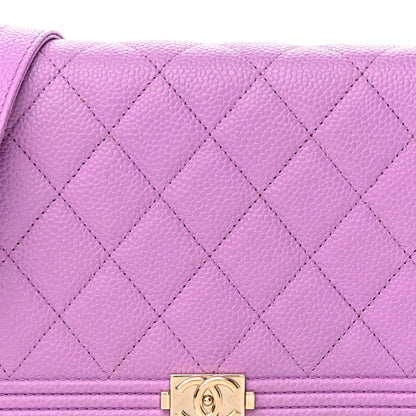 Chanel Caviar Quilted Boy Wallet On Chain WOC Purple 9 of 14