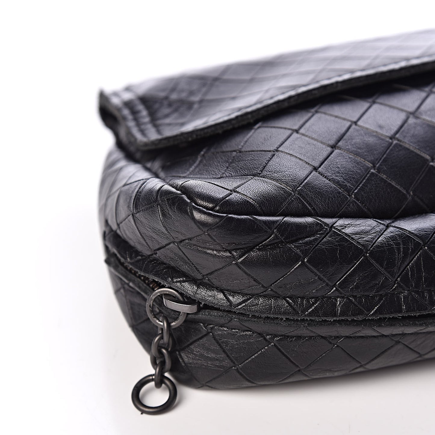 Nappa Intrecciato Mini Chain Messenger Black