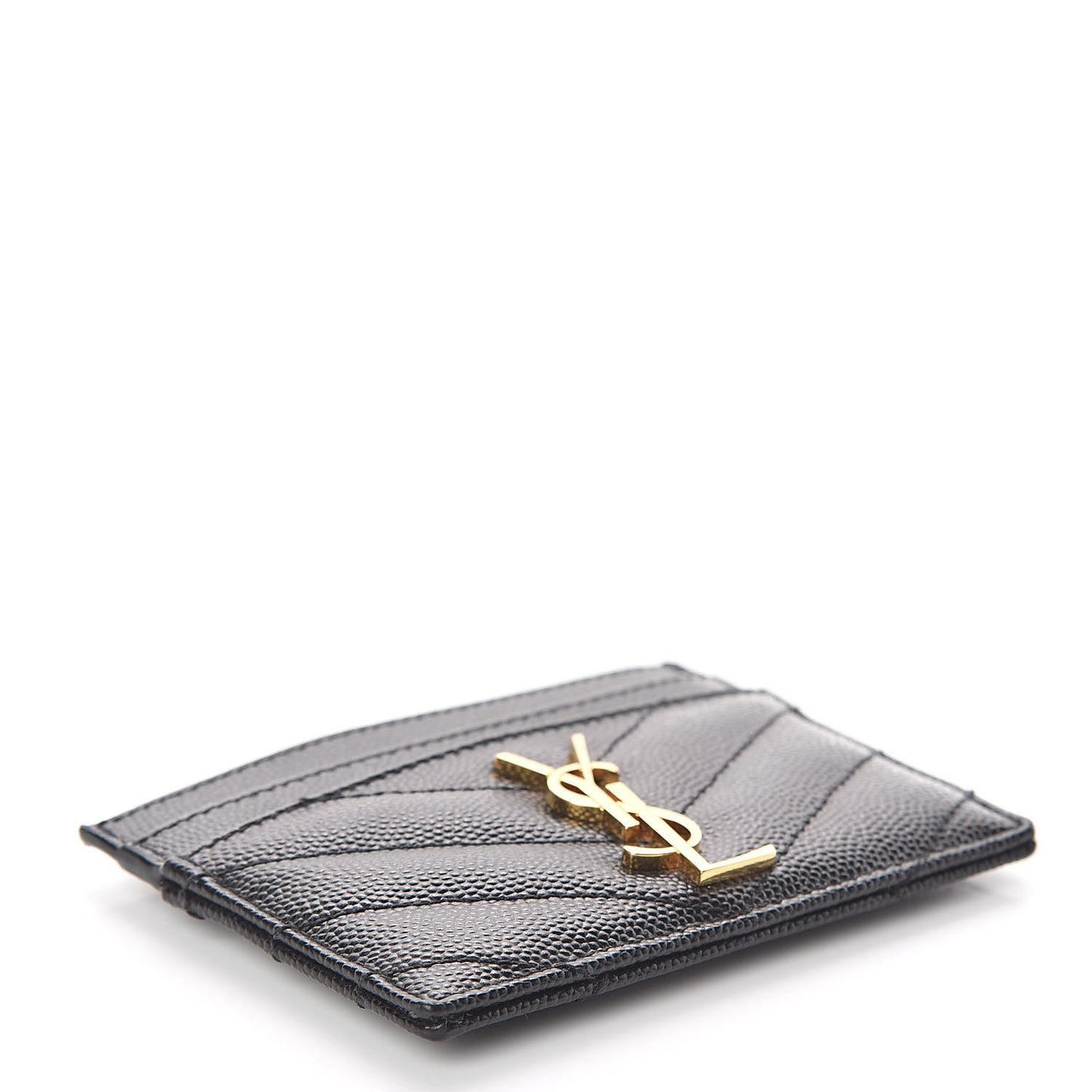 Grain De Poudre Matelasse Chevron Monogram Credit Card Case Black