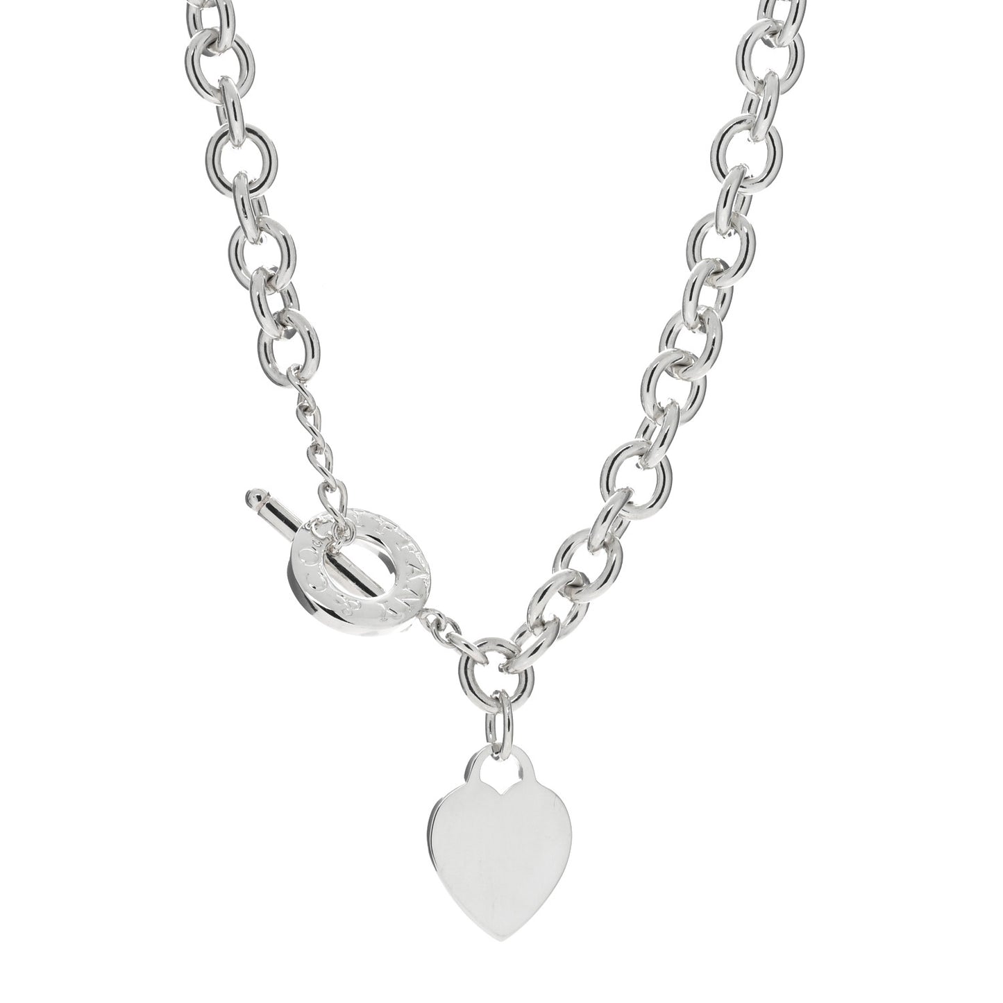 Sterling Silver Heart Tag Toggle Necklace