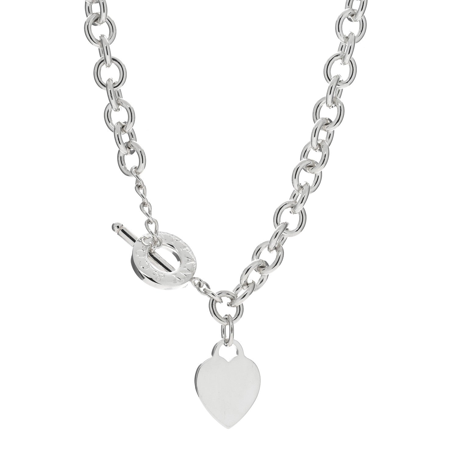 Tiffany Sterling Silver Heart Tag Toggle Necklace 1 of 4