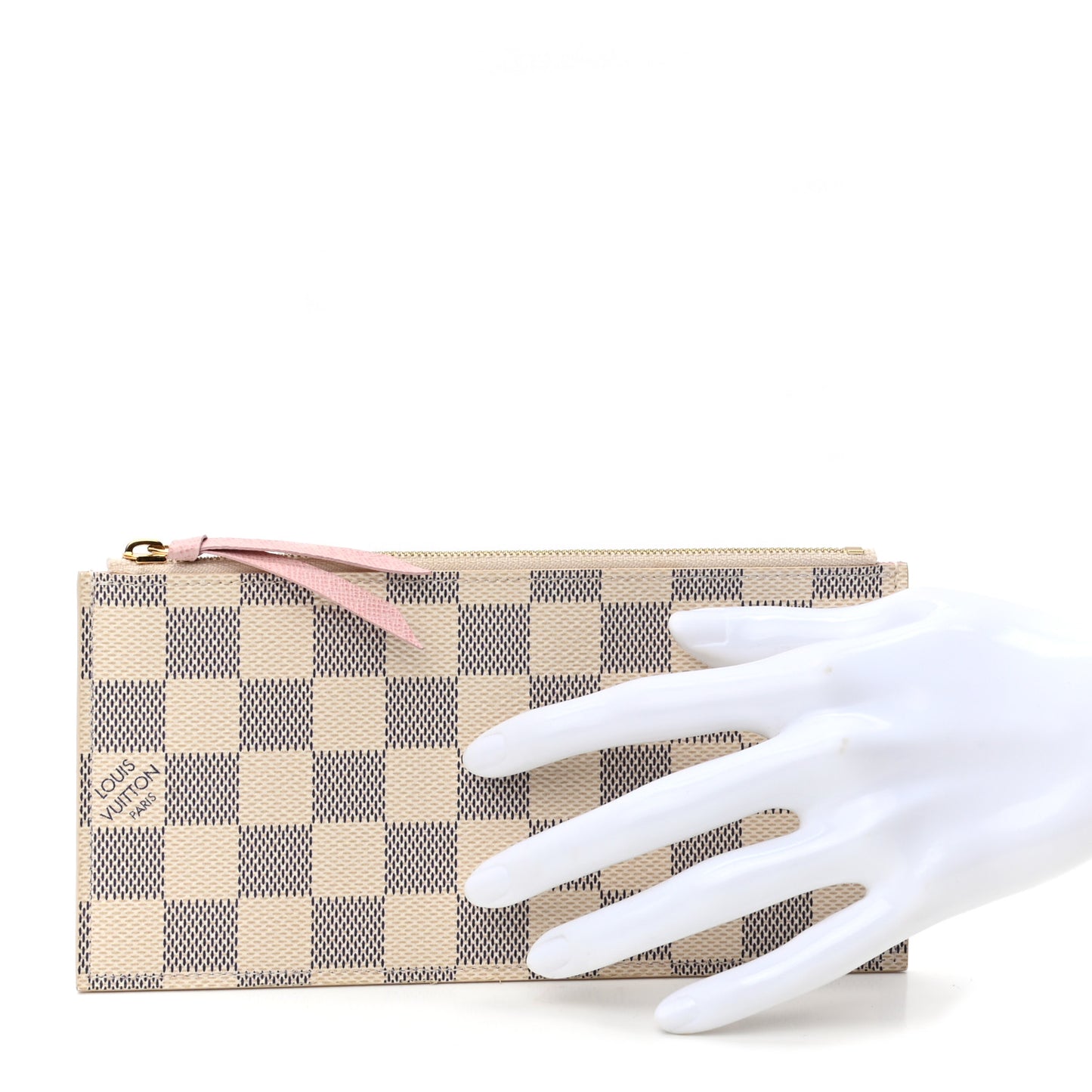Damier Azur Felicie Chain Wallet Zippered Insert Rose Ballerine