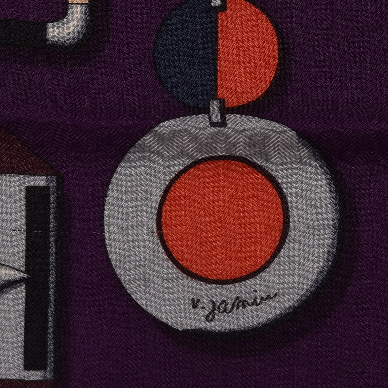 Hermes Cashmere Silk Carre En Boucles Shawl 140 Violet Corail Gris 3 of 6