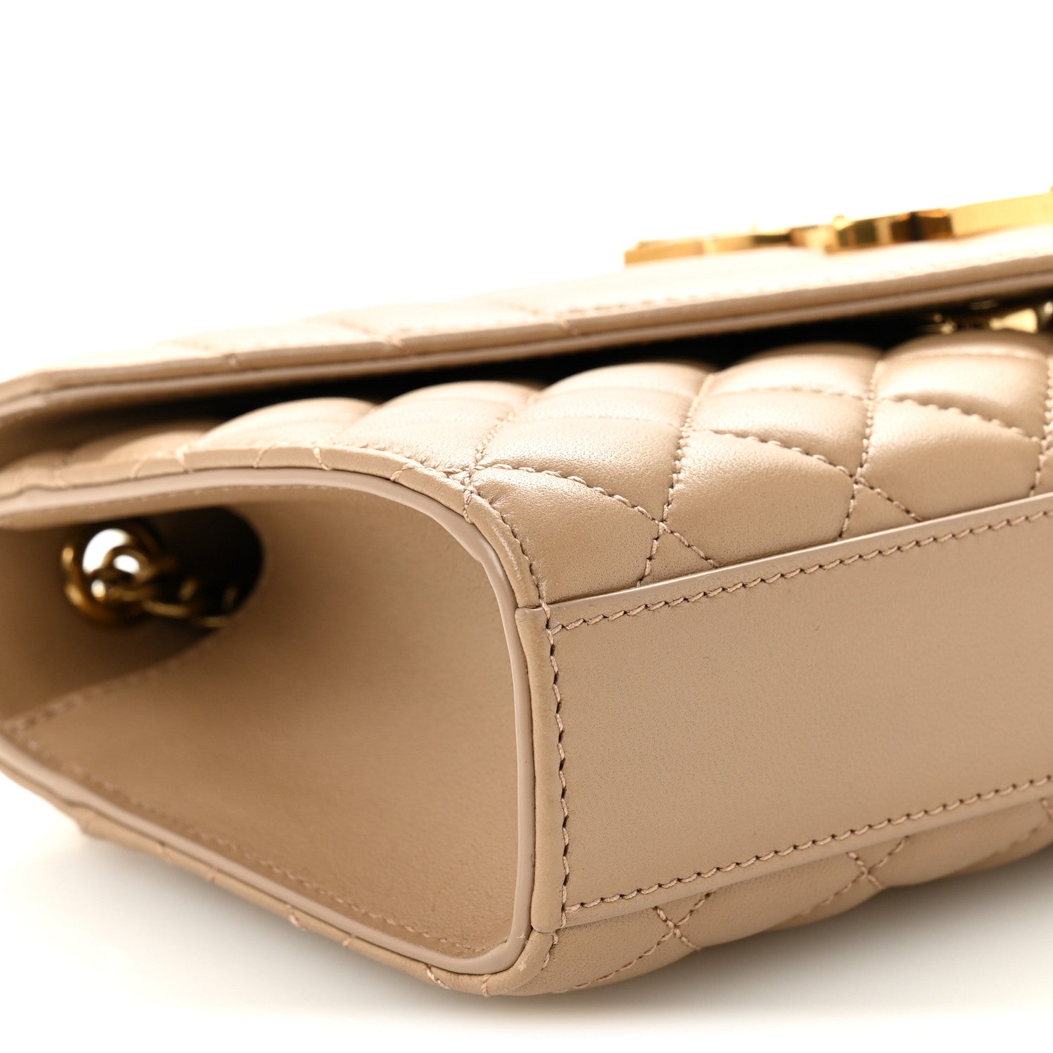 Saint Laurent Lambskin Mixed Matelasse Triquilt Small Monogram Satchel Dark Toffee 8 of 9