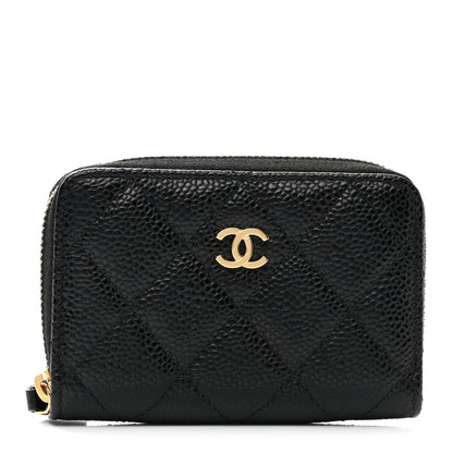Chanel Caviar Quilted Zip Coin Purse Black 1 of 9