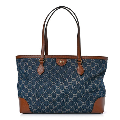 Gucci New Denim GG Monogram Medium Ophidia Shopping Tote Blue Tea Cuir 1 of 9
