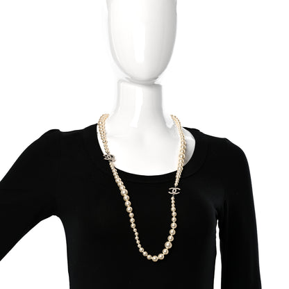 Chanel Graduated Pearl CC Long Necklace Gold 2 of 4