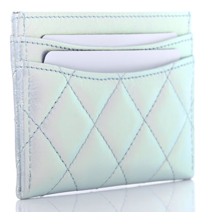 Chanel Iridescent Calfskin Quilted Card Holder Light Blue 3 of 7
