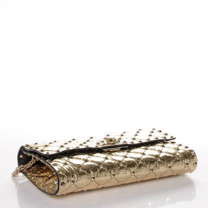 Valentino Garavani Metallic Wrinkled Lambskin Rockstud Spike Wallet on Chain Mekong 4 of 7