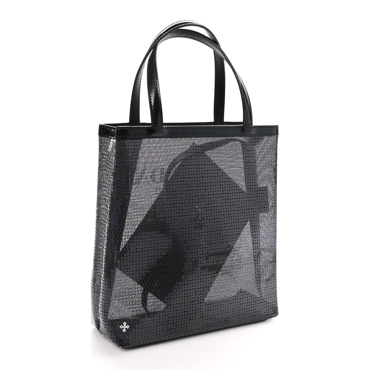 Sequin Rete Paillettes Small Tote Bag Black