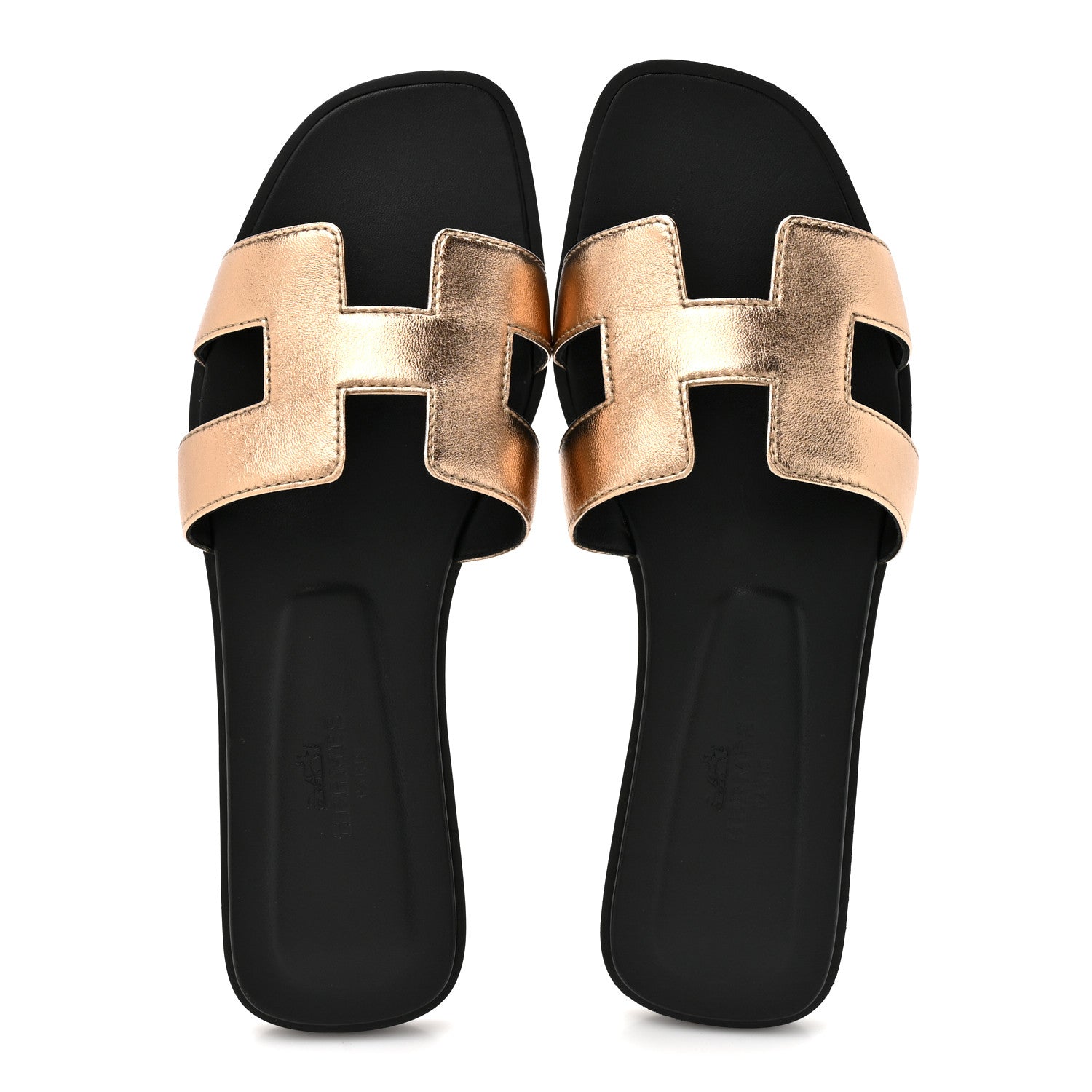Hermes Metallic Nappa Oran Sandals 36 Champagne 2 of 9