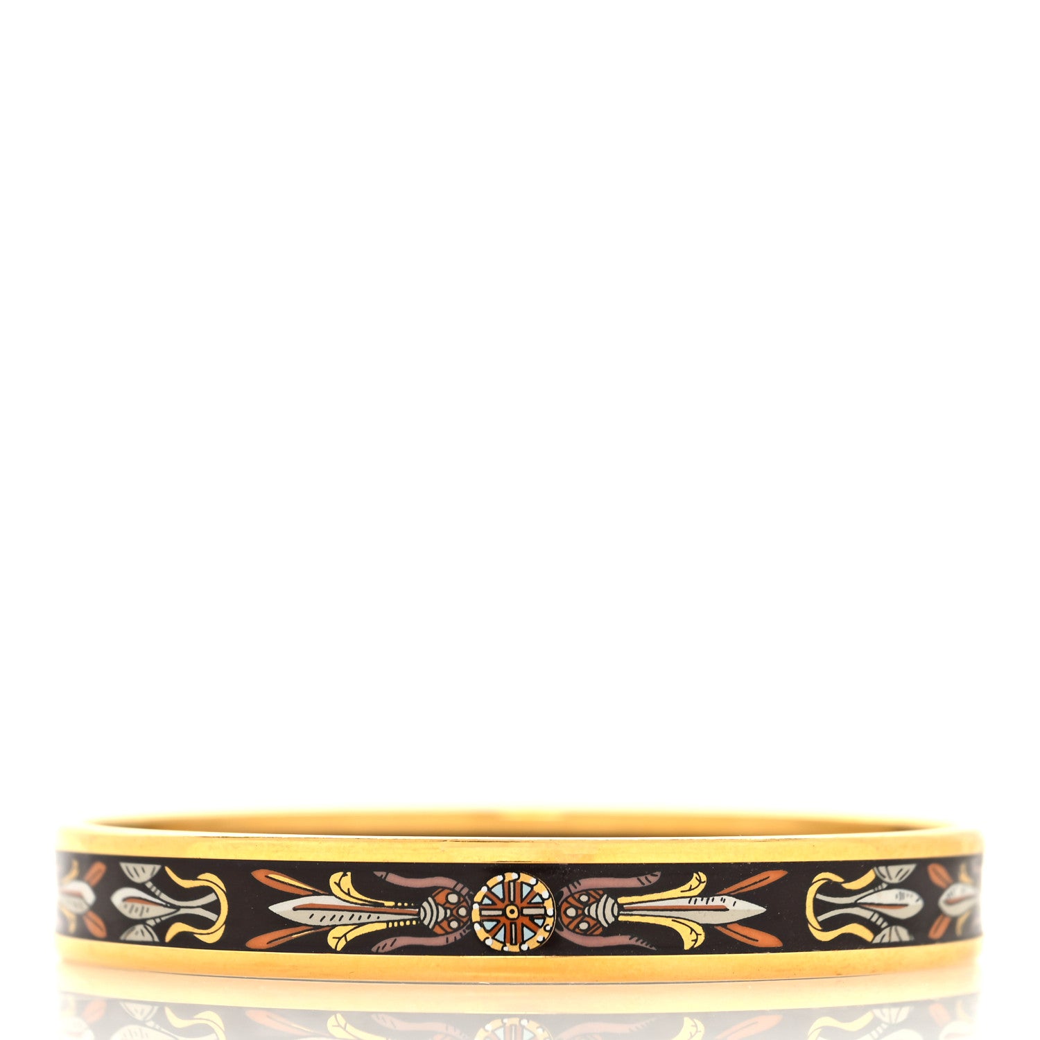 Hermes Enamel Printed Narrow Dreamcatchers Bracelet 65 Black 3 of 5
