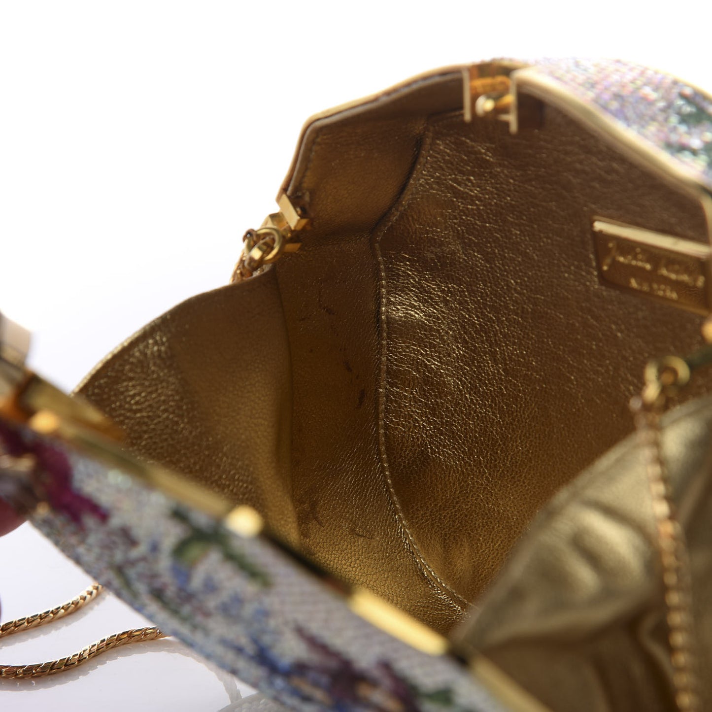 Swarovski Crystal Flower Minaudiere Clutch Gold