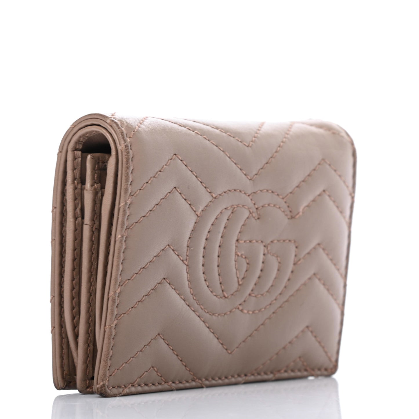 Calfskin Matelasse GG Marmont Card Case Wallet Porcelain Rose