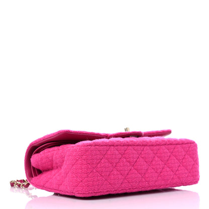 Chanel Tweed Quilted Medium Double Flap Fuchsia 4 of 10