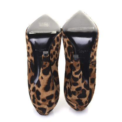 Saint Laurent Calfskin Calf Hair Leopard Print Lace Up Ankle Boots 36.5 6 of 11