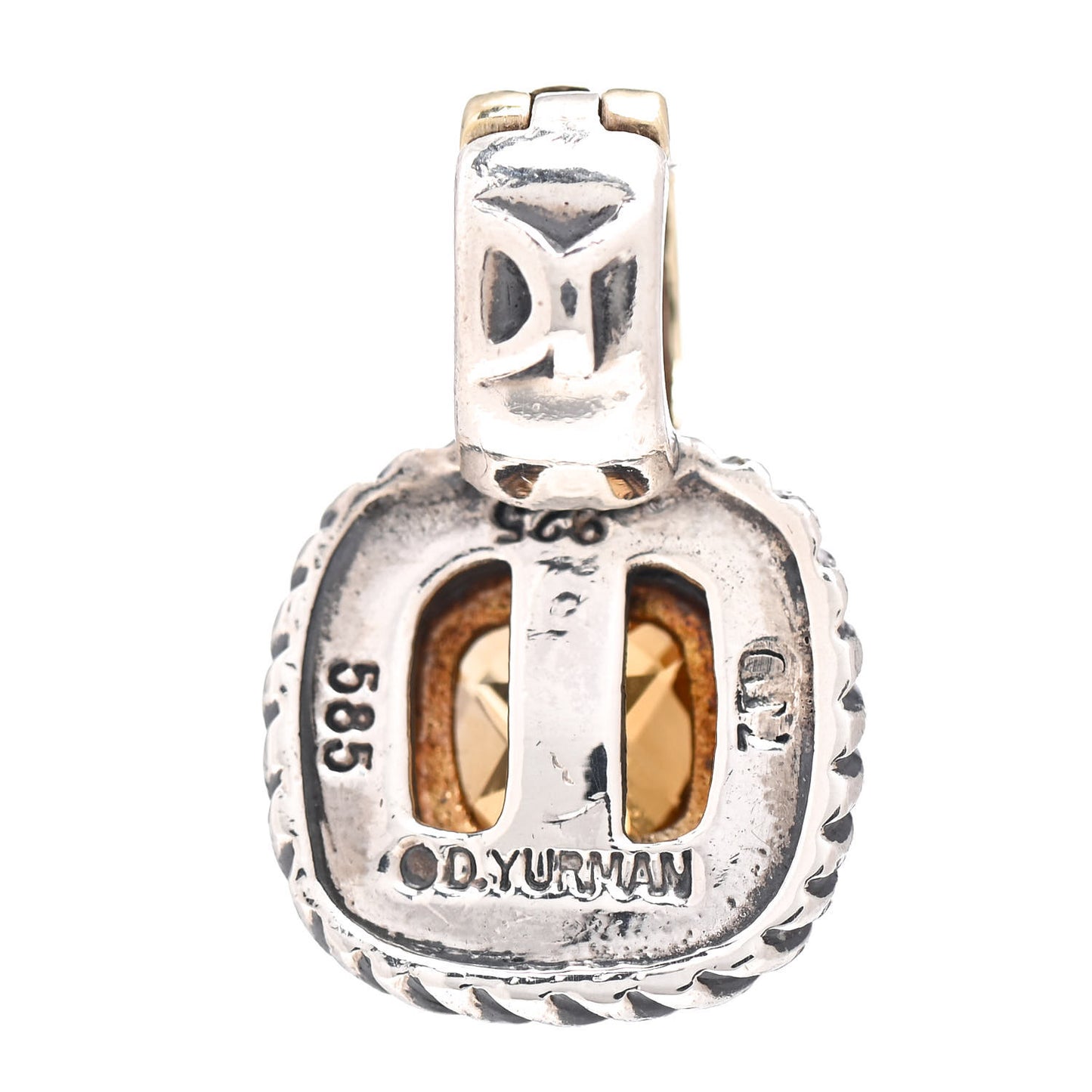 Sterling Silver 14K Yellow Gold Citrine 7mm Albion Enhancer Pendant