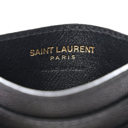 Saint Laurent Grain De Poudre Matelasse Chevron Monogram Credit Card Case Black 6 of 8