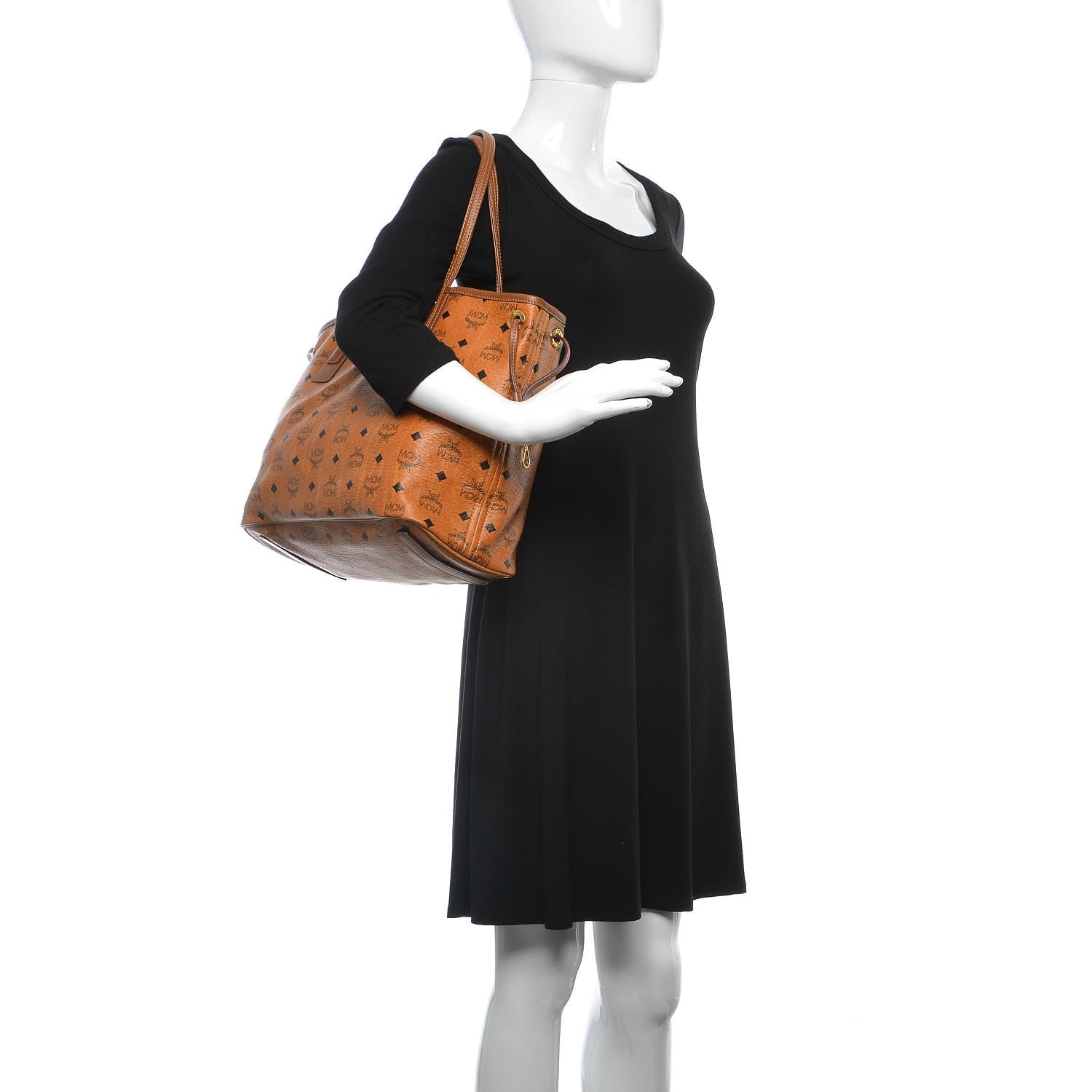 MCM Visetos Medium Liz Reversible Shopper Tote Cognac 2 of 13