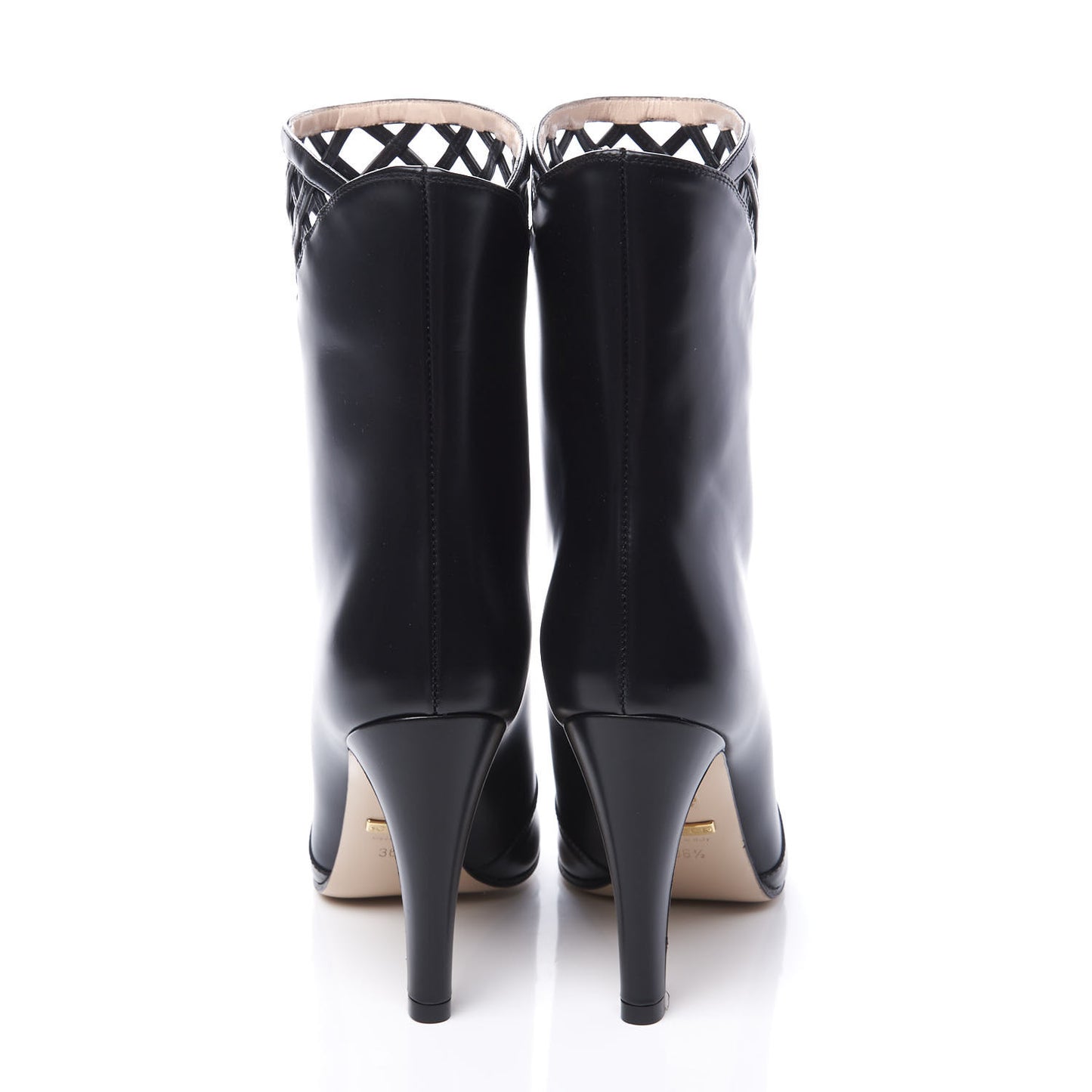 Plume Calfskin Damir Lattice Cutout Boots 36.5 Black