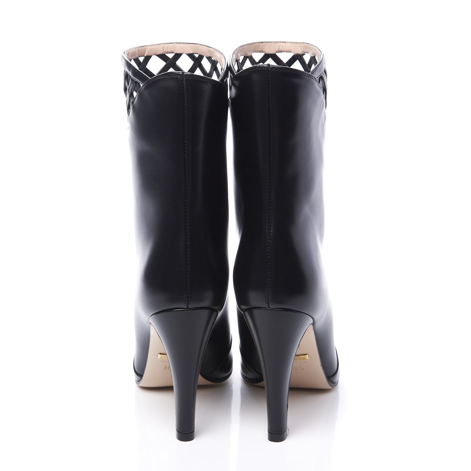 Gucci Plume Calfskin Damir Lattice Cutout Boots 36.5 Black 7 of 11