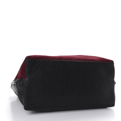 Jimmy Choo Suede Grained Calfskin Twist East West Tote Bordeaux Black 3 of 9