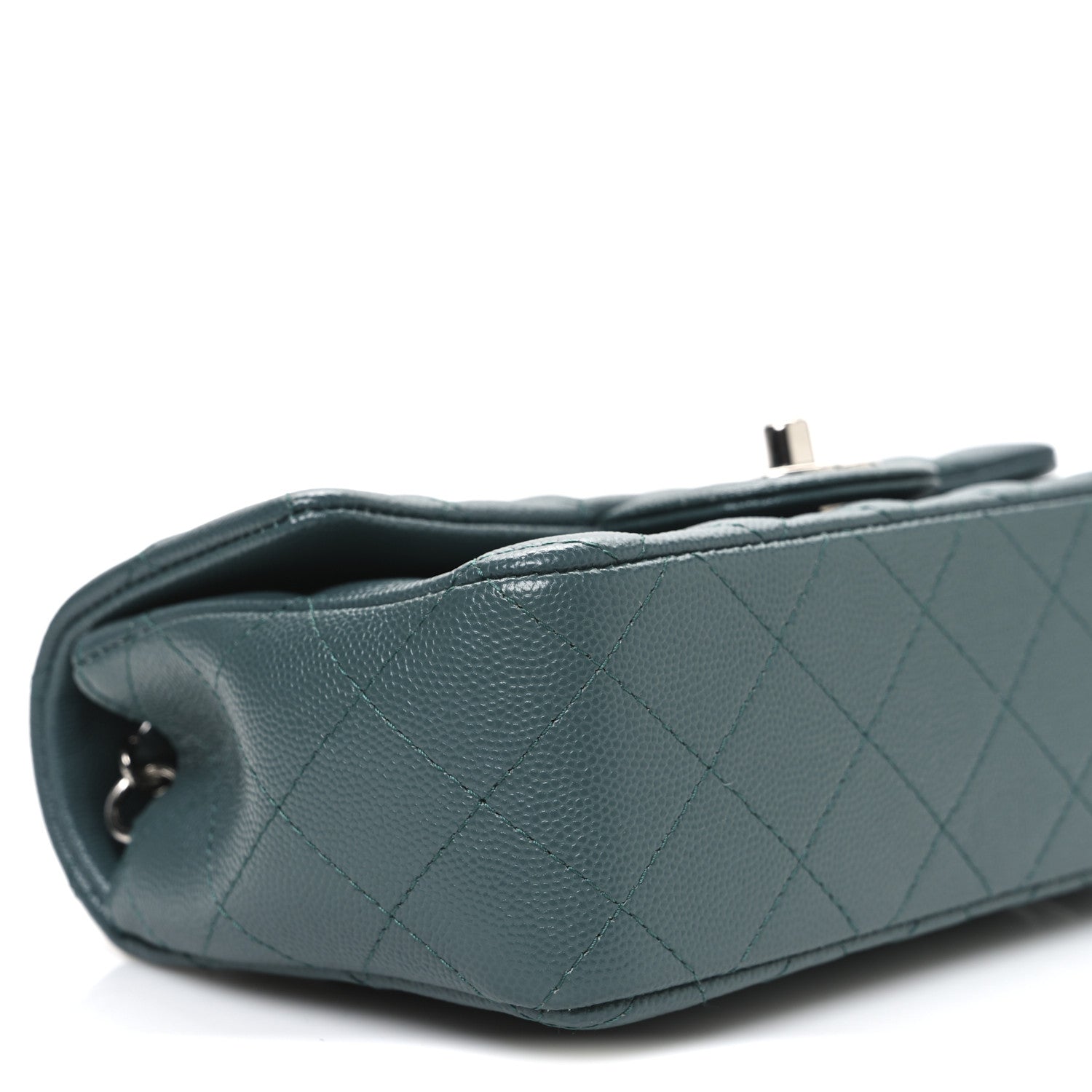 Chanel Caviar Quilted Mini Rectangular Flap Dark Green 9 of 10